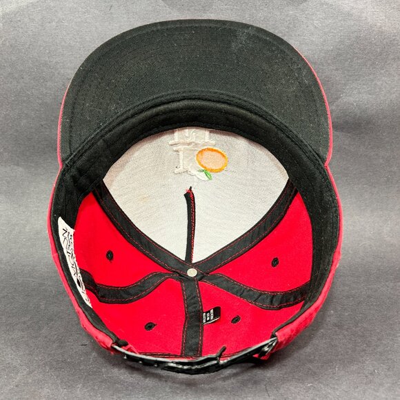 Flomotion Snapback Hat Cap Red Vacation Distressed FL Lifestyle Orange Logo Mens - Picture 12 of 14